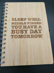 Bamboo notebook - Sleep well middle finger...