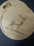 Round Bamboo Cheese Board - Knife Set - Stag