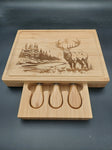 Cheese Board - Rectangular with knife set - Deer Scene