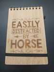 Bamboo notepad small - Easily distracted by horse