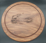 Acacia Grooved Board - Fish in Stream