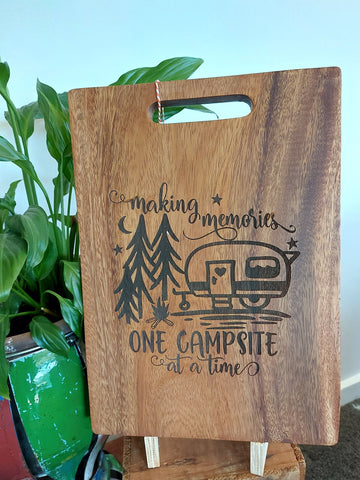 Chopping Board Large - Campsite memories.