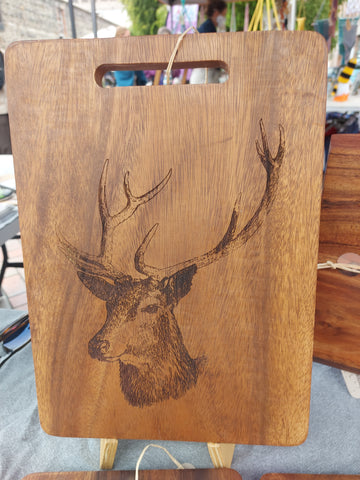 Chopping Board Large - Large stag head.