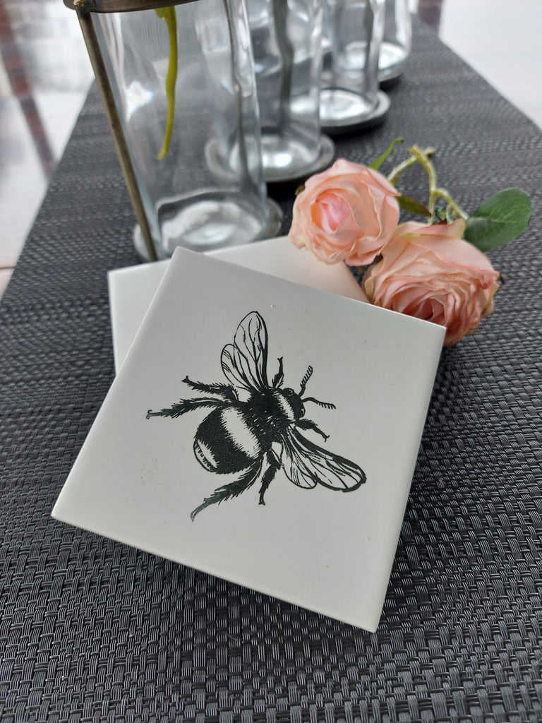 Ceramic Drink Coasters Set of 4 cute Bees